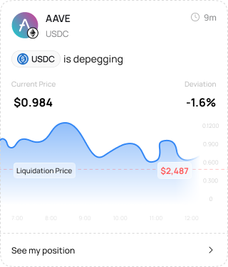 Real Otomato alert: USDC is depegging on Aave, current price $0.984, deviation -1.6%