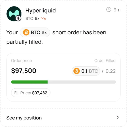 Limit Order Filled - Hyperliquid
